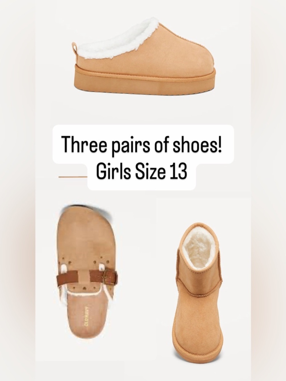 Old Navy Girls Size 13 Fleece-Lined Winter Shoes Bundle —| Boots, Mules & Clogs
